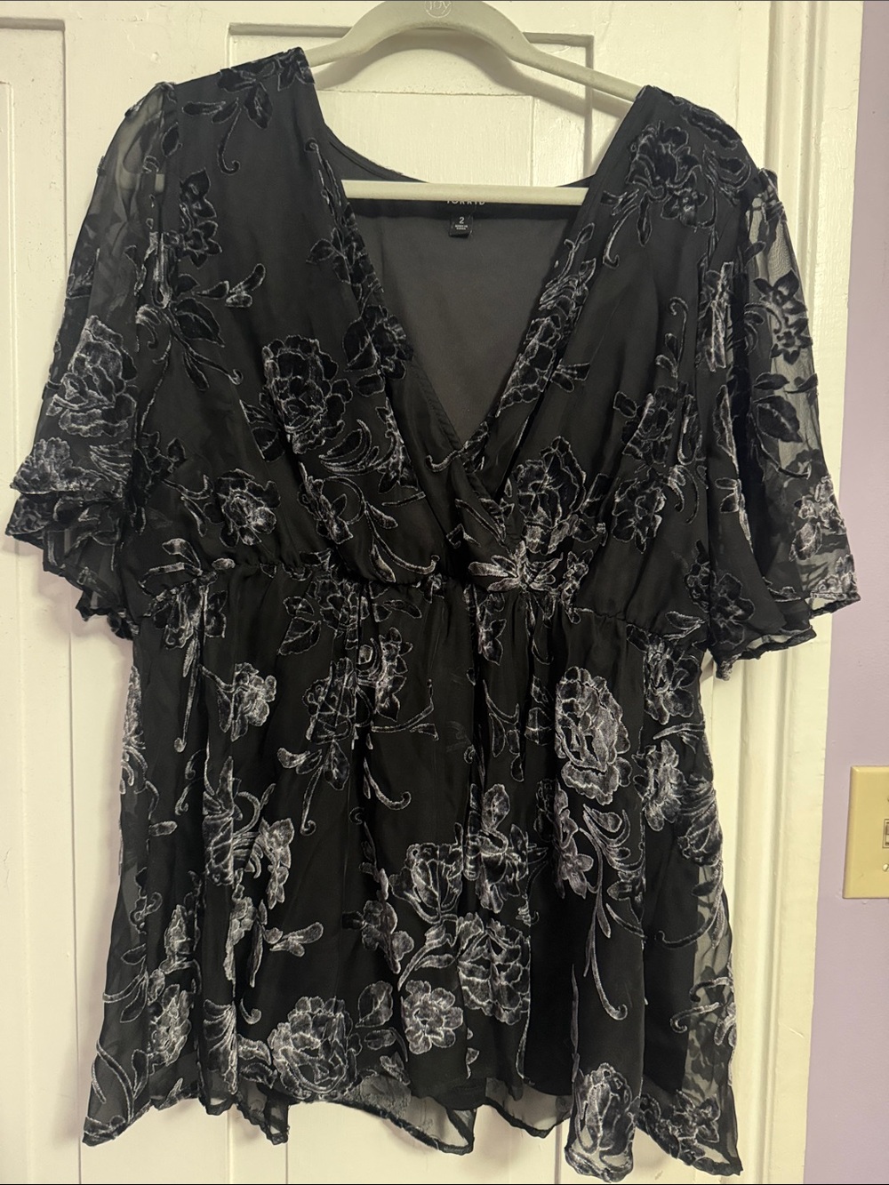 torrid Black Sheer Floral V-Neck Tunic